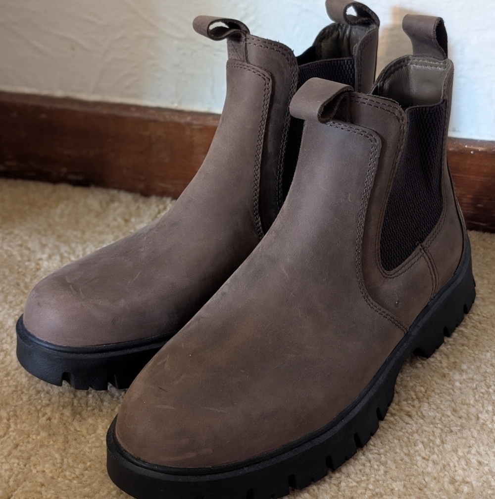 Zara Womens Suede Pull On Platform Ankle Boots Brown US 6.5  EU 37